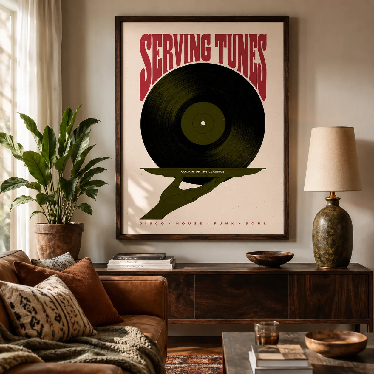 Serving Tunes Vinyl Record Wall Art Decor - Wall Art Decor - in use