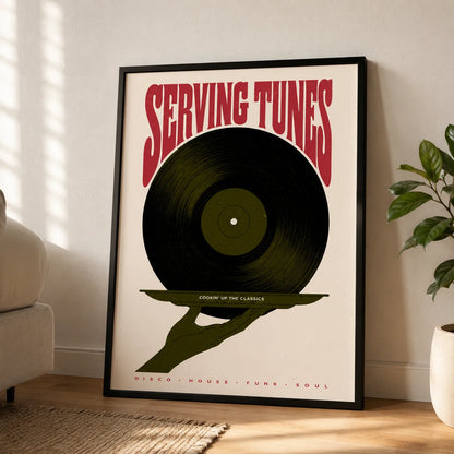 Serving Tunes Vinyl Record Wall Art Decor - Wall Art Decor - side view