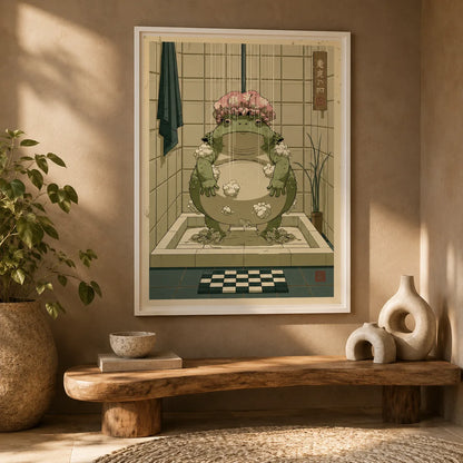 Showering Frog Bathroom Wall Art Decor - Wall Art Decor - view 16