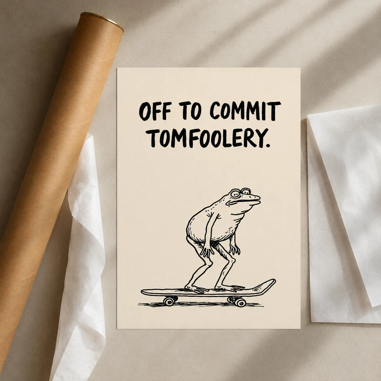 Skateboarding Frog Tomfoolery Wall Art Decor - Wall Art Decor - back view