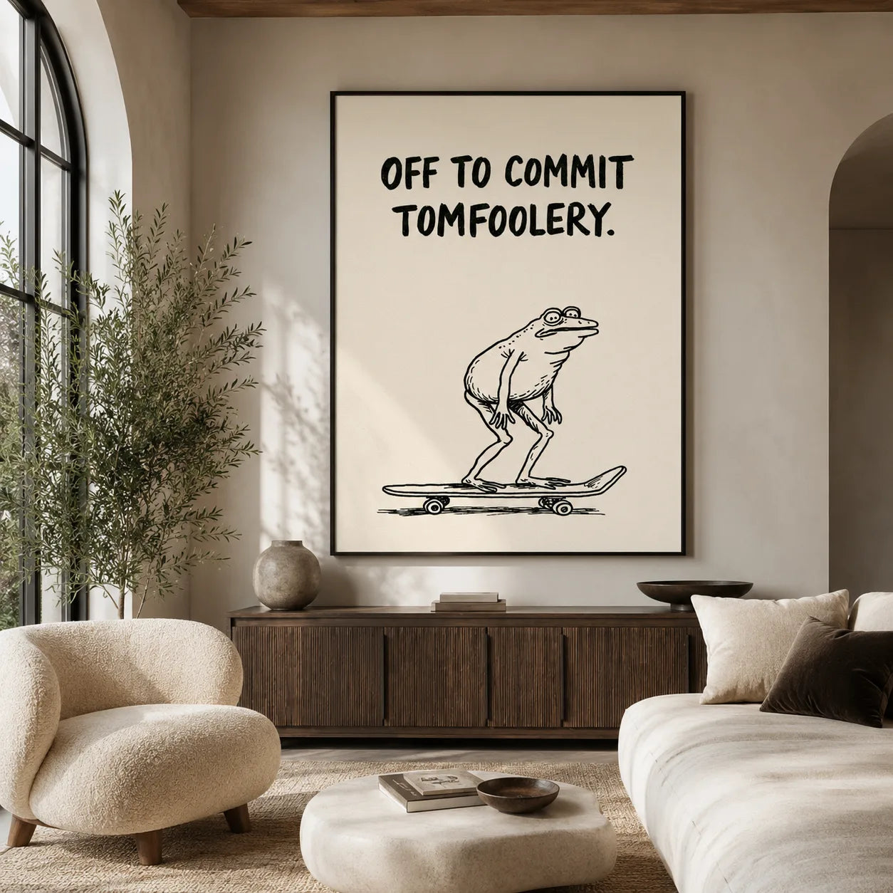 Skateboarding Frog Tomfoolery Wall Art Decor - Wall Art Decor - close up