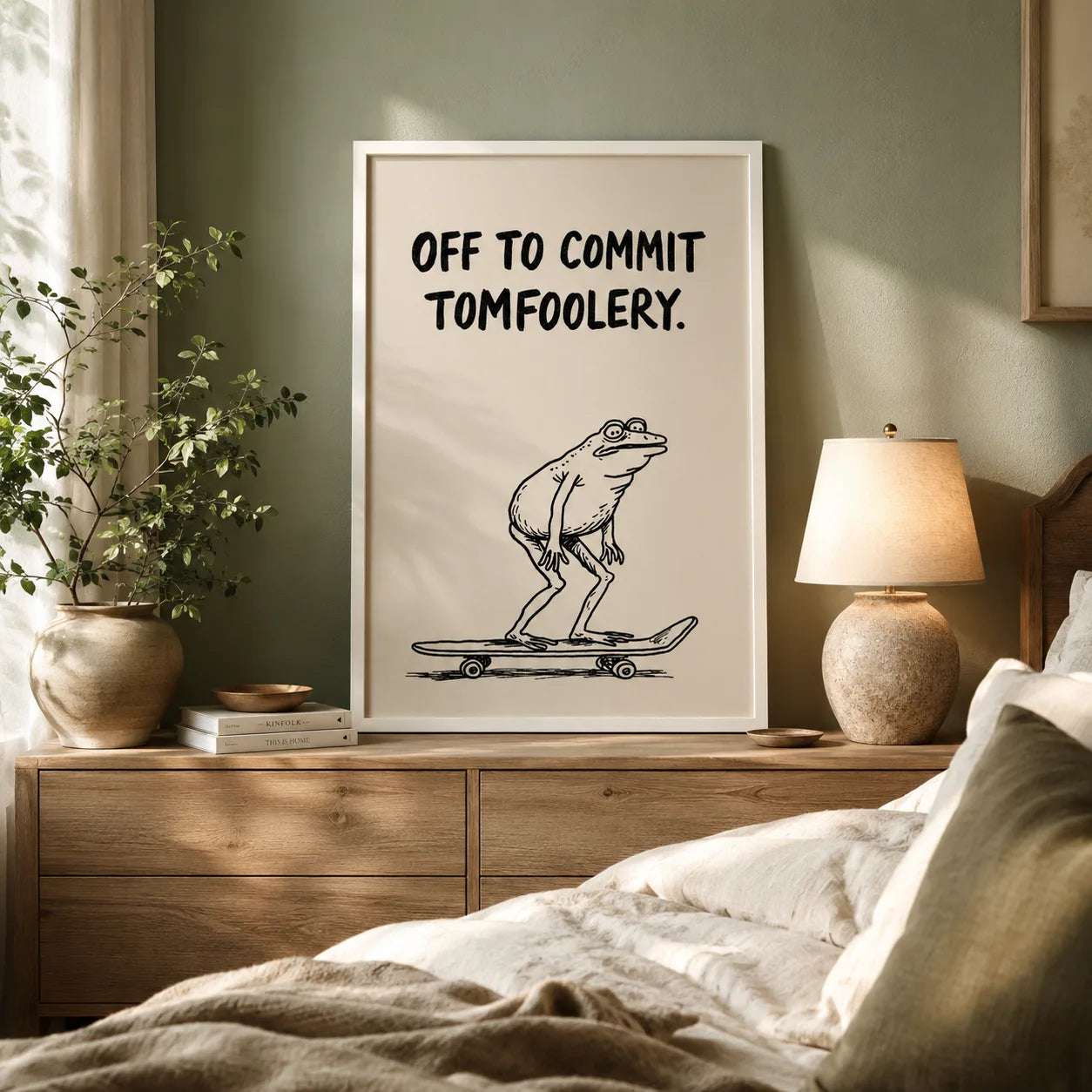 Skateboarding Frog Tomfoolery Wall Art Decor - Wall Art Decor - in use