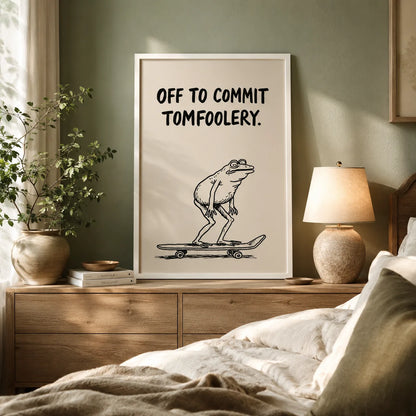 Skateboarding Frog Tomfoolery Wall Art Decor - Wall Art Decor - in use