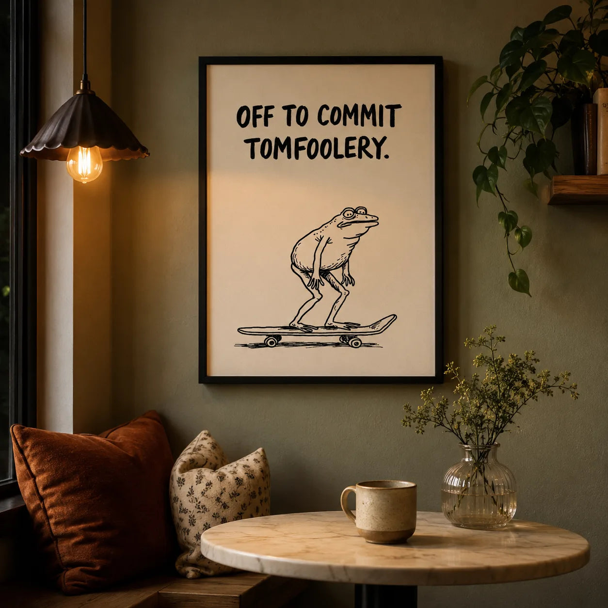 Skateboarding Frog Tomfoolery Wall Art Decor - Wall Art Decor - lifestyle