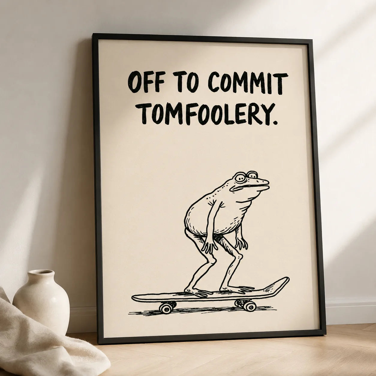 Skateboarding Frog Tomfoolery Wall Art Decor - Wall Art Decor - side view