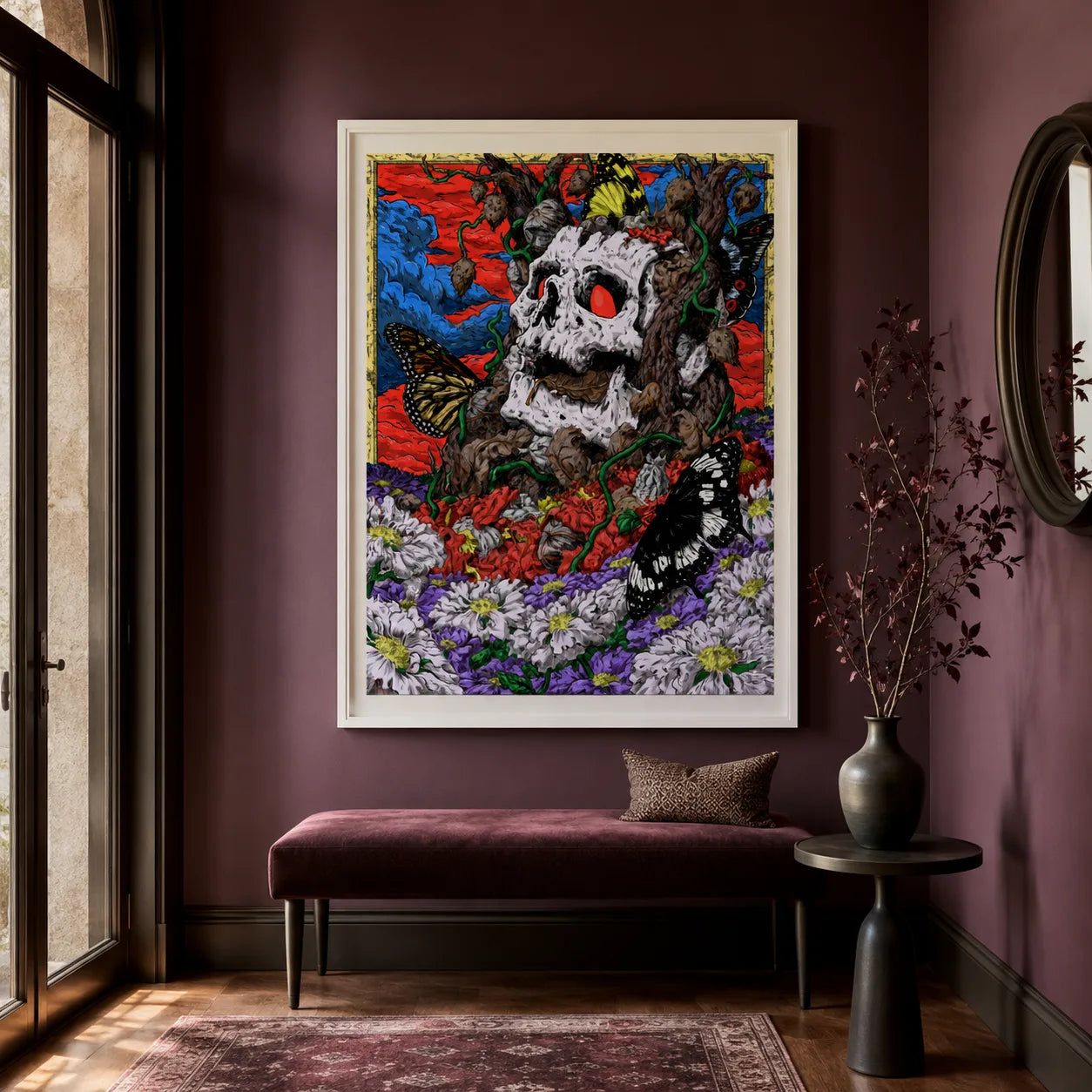 Skull Tree Butterfly Wall Art Decor - Wall Art Decor - alternate angle