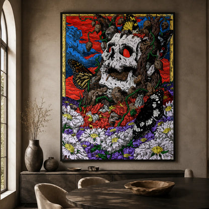 Skull Tree Butterfly Wall Art Decor - Wall Art Decor - close up