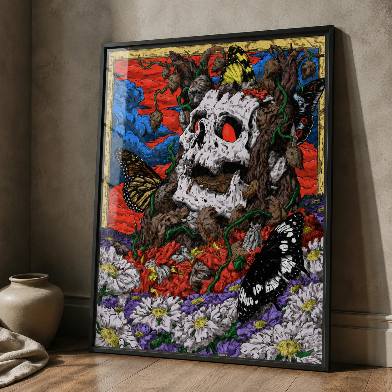 Skull Tree Butterfly Wall Art Decor - Wall Art Decor - side view