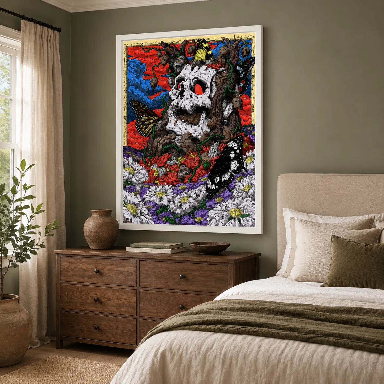 Skull Tree Butterfly Wall Art Decor - Wall Art Decor - styled