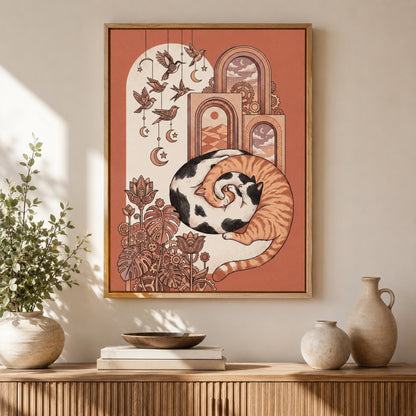 Sleeping Cat Boho Arches Wall Art Decor preview 10