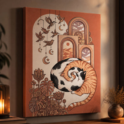 Sleeping Cat Boho Arches Wall Art Decor preview 11