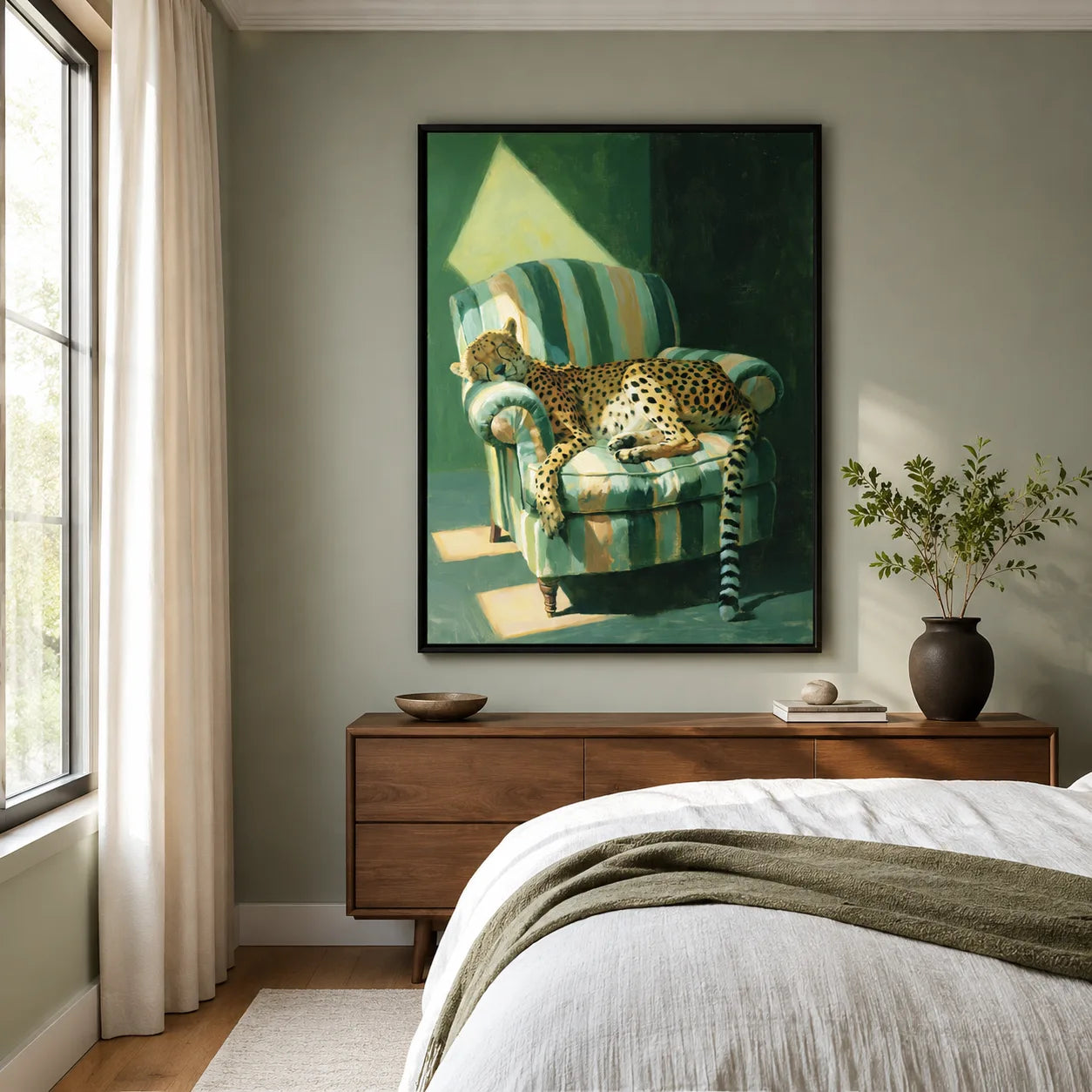 Sleeping Cheetah Armchair Wall Art Decor - Wall Art Decor - alternate angle