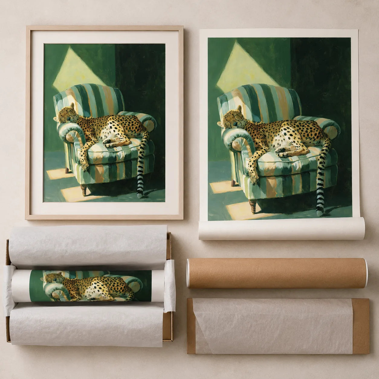 Sleeping Cheetah Armchair Wall Art Decor - Wall Art Decor - back view