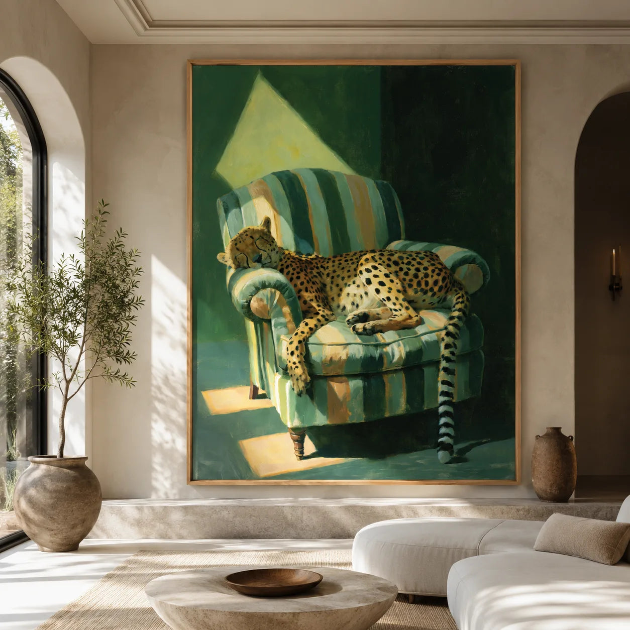 Sleeping Cheetah Armchair Wall Art Decor - Wall Art Decor - close up