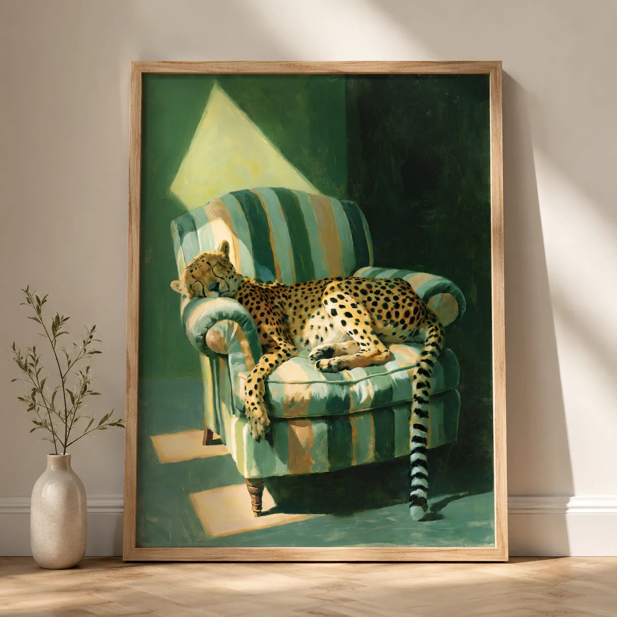 Sleeping Cheetah Armchair Wall Art Decor - Wall Art Decor - side view