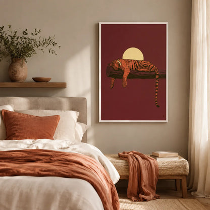 Sleeping Tiger Sunset Wall Art Decor - Wall Art Decor - alternate angle