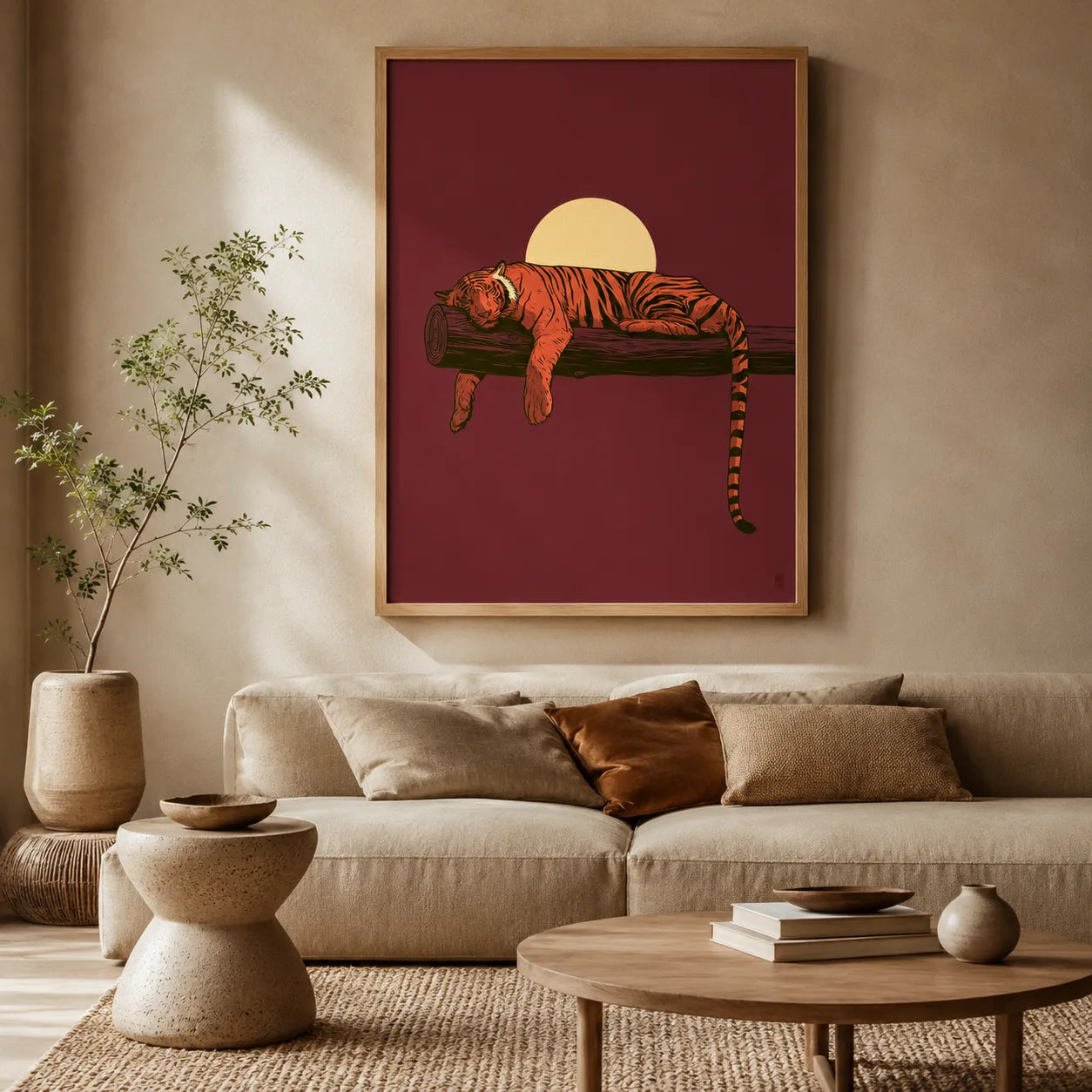 Sleeping Tiger Sunset Wall Art Decor - Wall Art Decor - detail