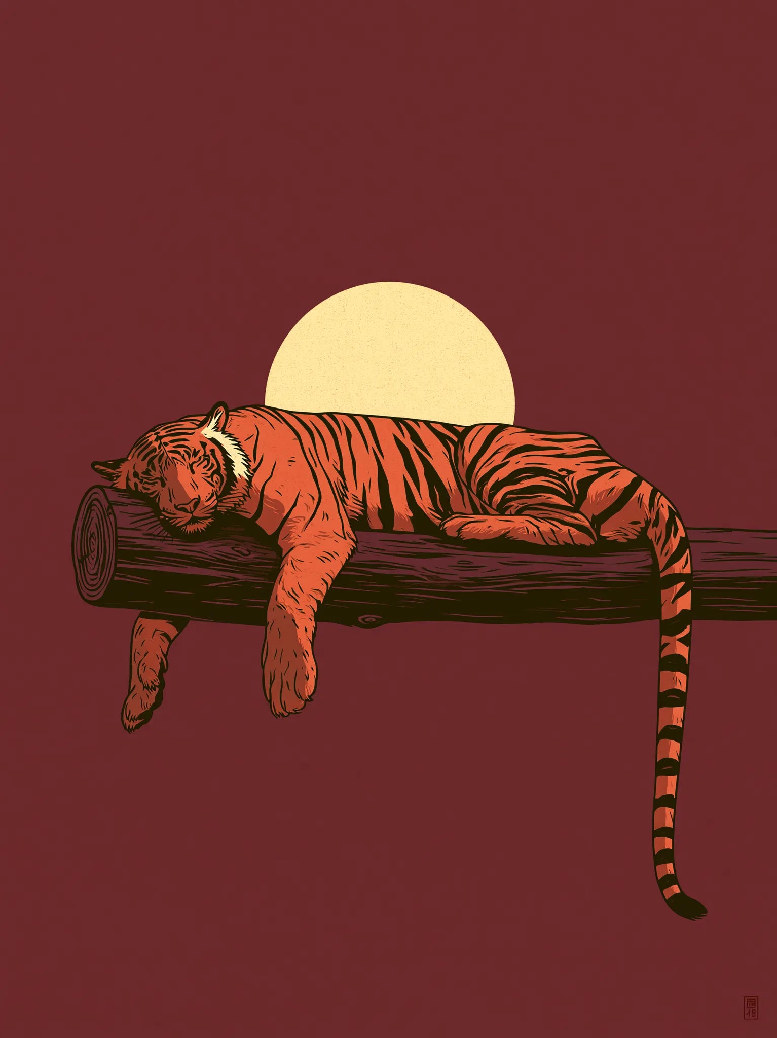 Sleeping Tiger Sunset Wall Art Decor - Wall Art Decor - front view