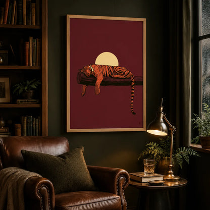 Sleeping Tiger Sunset Wall Art Decor - Wall Art Decor - lifestyle