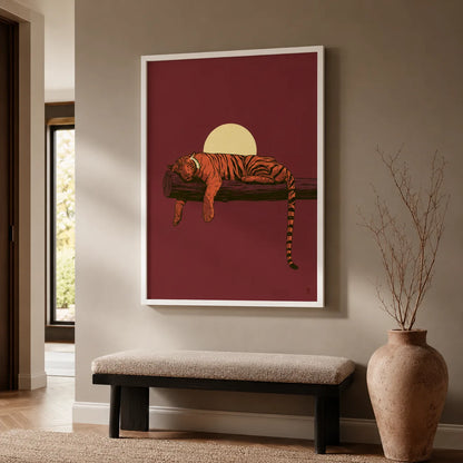Sleeping Tiger Sunset Wall Art Decor - Wall Art Decor - styled