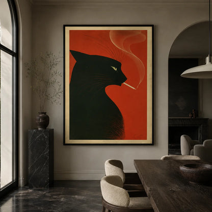 Smoking Black Cat Wall Art Decor - Wall Art Decor - close up