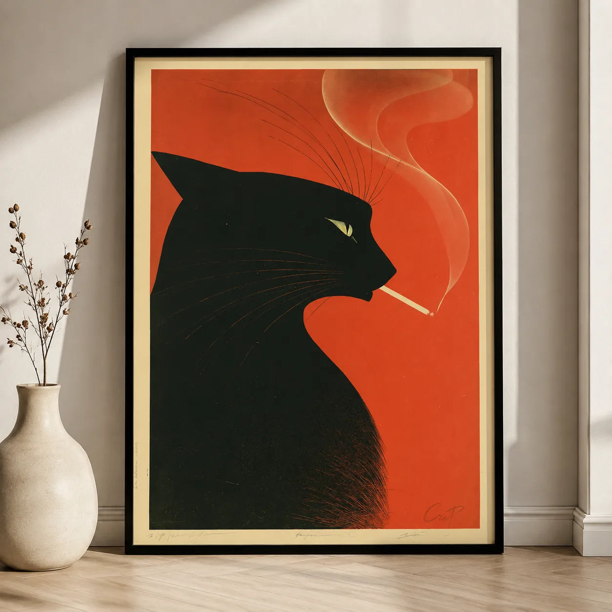 Smoking Black Cat Wall Art Decor - Wall Art Decor - lifestyle