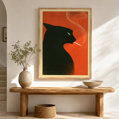 Smoking Black Cat Wall Art Decor - Wall Art Decor - side view