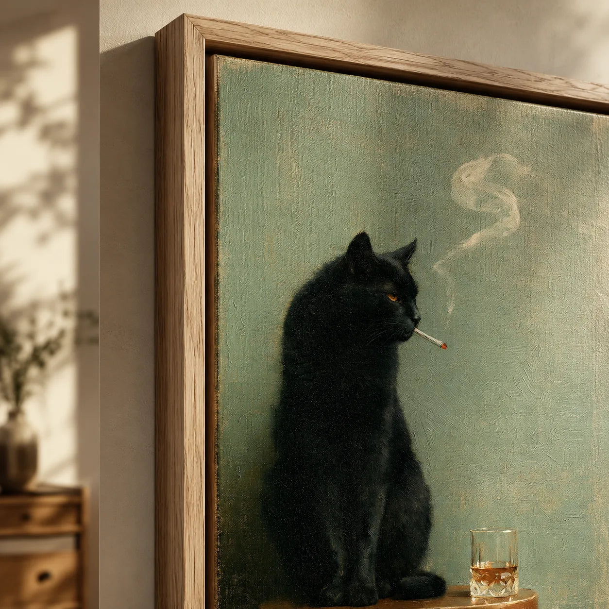 Smoking Black Cat Whiskey Wall Art Decor - Wall Art Decor - packaging