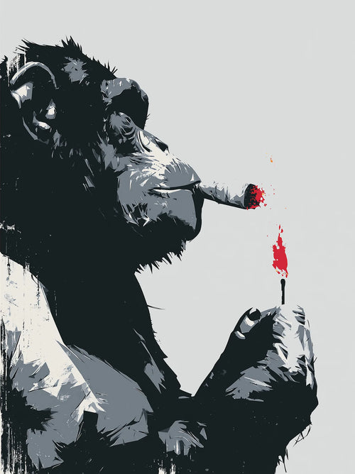 Smoking Chimp Graffiti Wall Art Decor