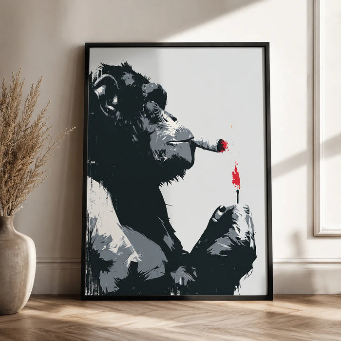 Smoking Chimp Graffiti Wall Art Decor