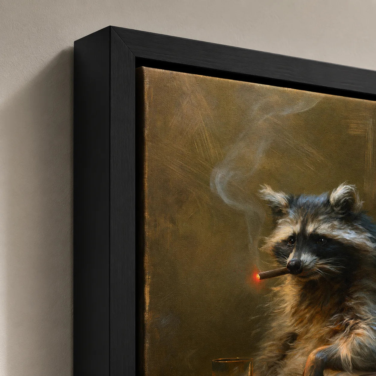 Smoking Raccoon Whiskey Wall Art Decor - Wall Art Decor - packaging