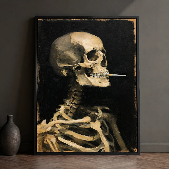 Smoking Skeleton Oil Painting Wall Art Decor