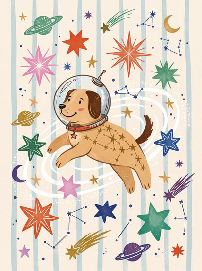 Space Dog Astronaut Nursery Wall Art Decor