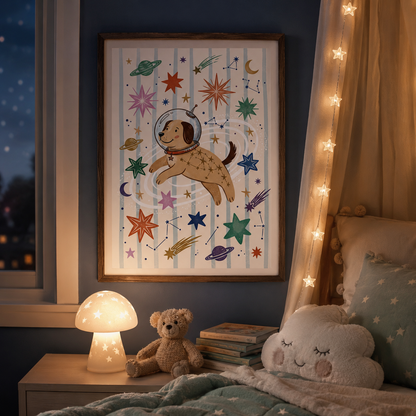 Space Dog Astronaut Nursery Wall Art Decor – preview 11