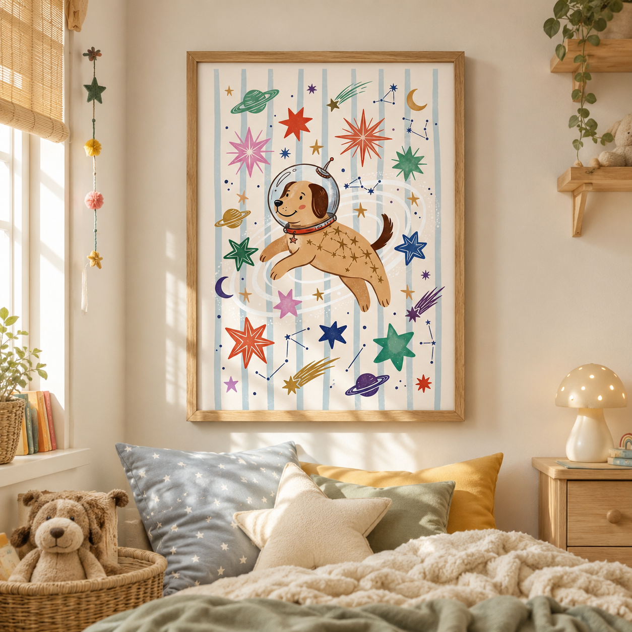 Space Dog Astronaut Nursery Wall Art Decor – preview 5