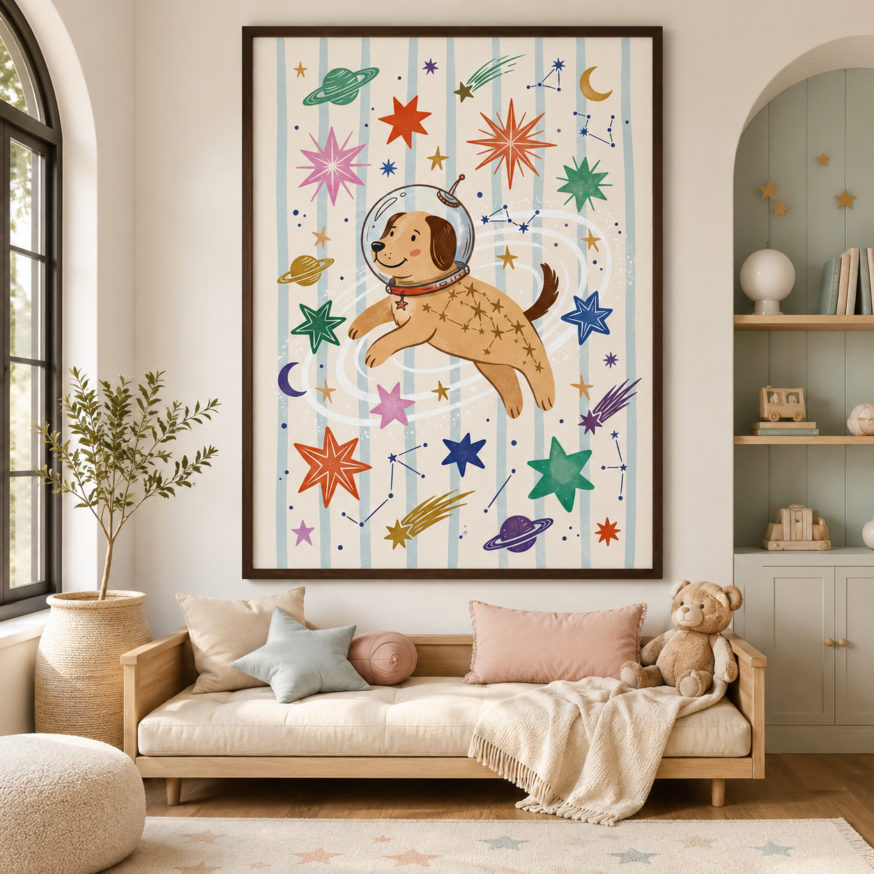 Space Dog Astronaut Nursery Wall Art Decor – preview 6