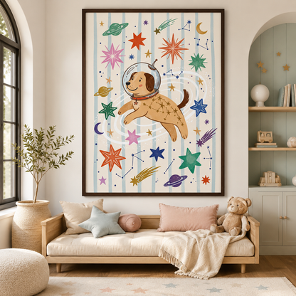 Space Dog Astronaut Nursery Wall Art Decor – preview 6