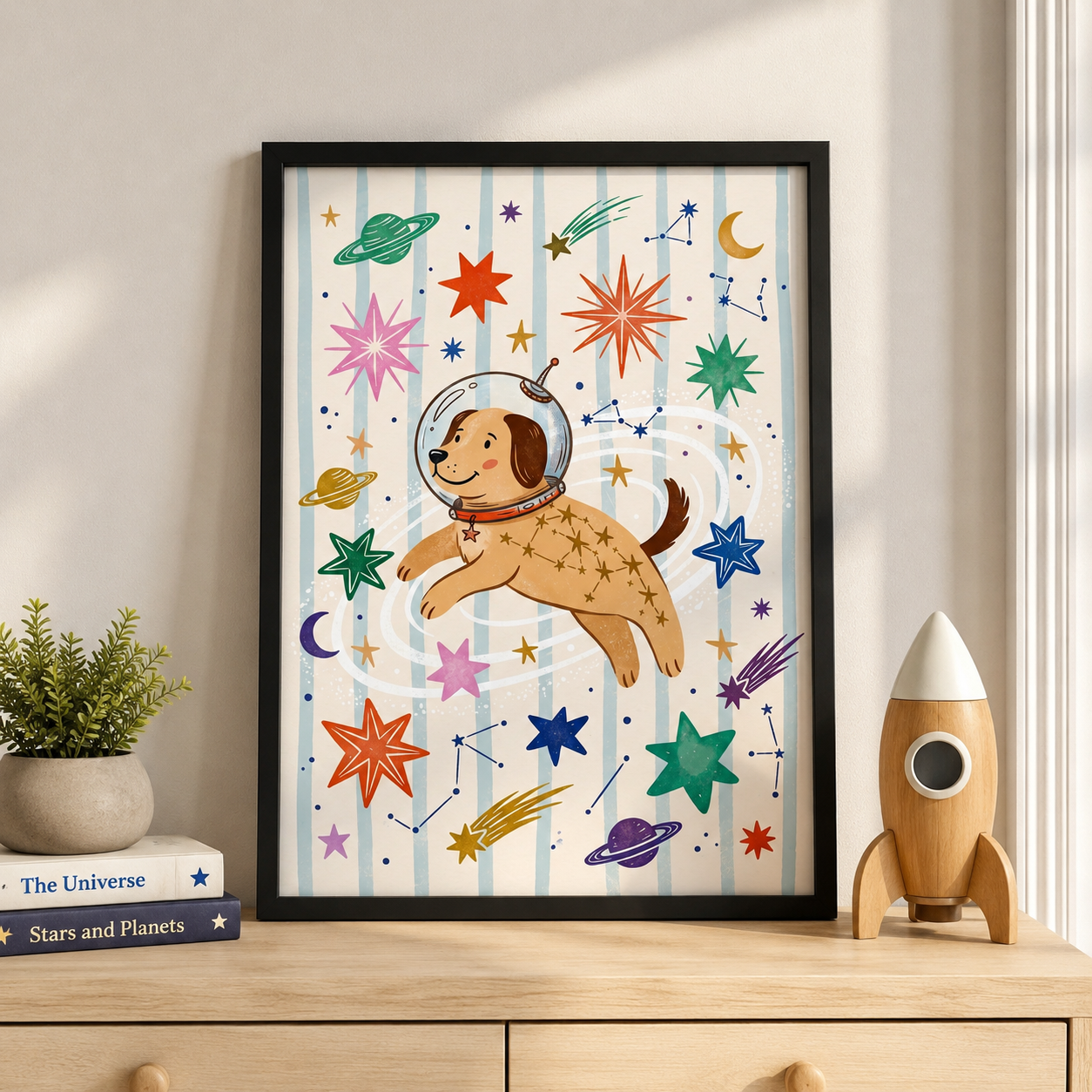 Space Dog Astronaut Nursery Wall Art Decor – preview 7