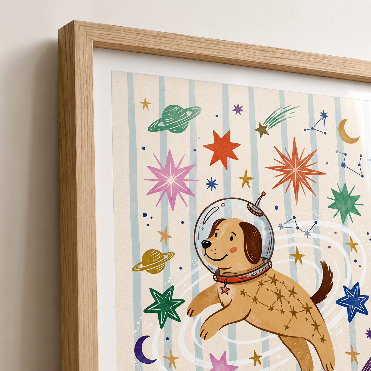 Space Dog Astronaut Nursery Wall Art Decor – preview 8