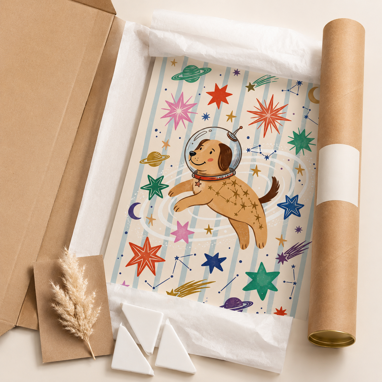 Space Dog Astronaut Nursery Wall Art Decor – preview 9