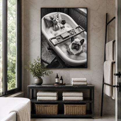 Sphynx and Frenchie Spa Bath Wall Art Decor preview 3