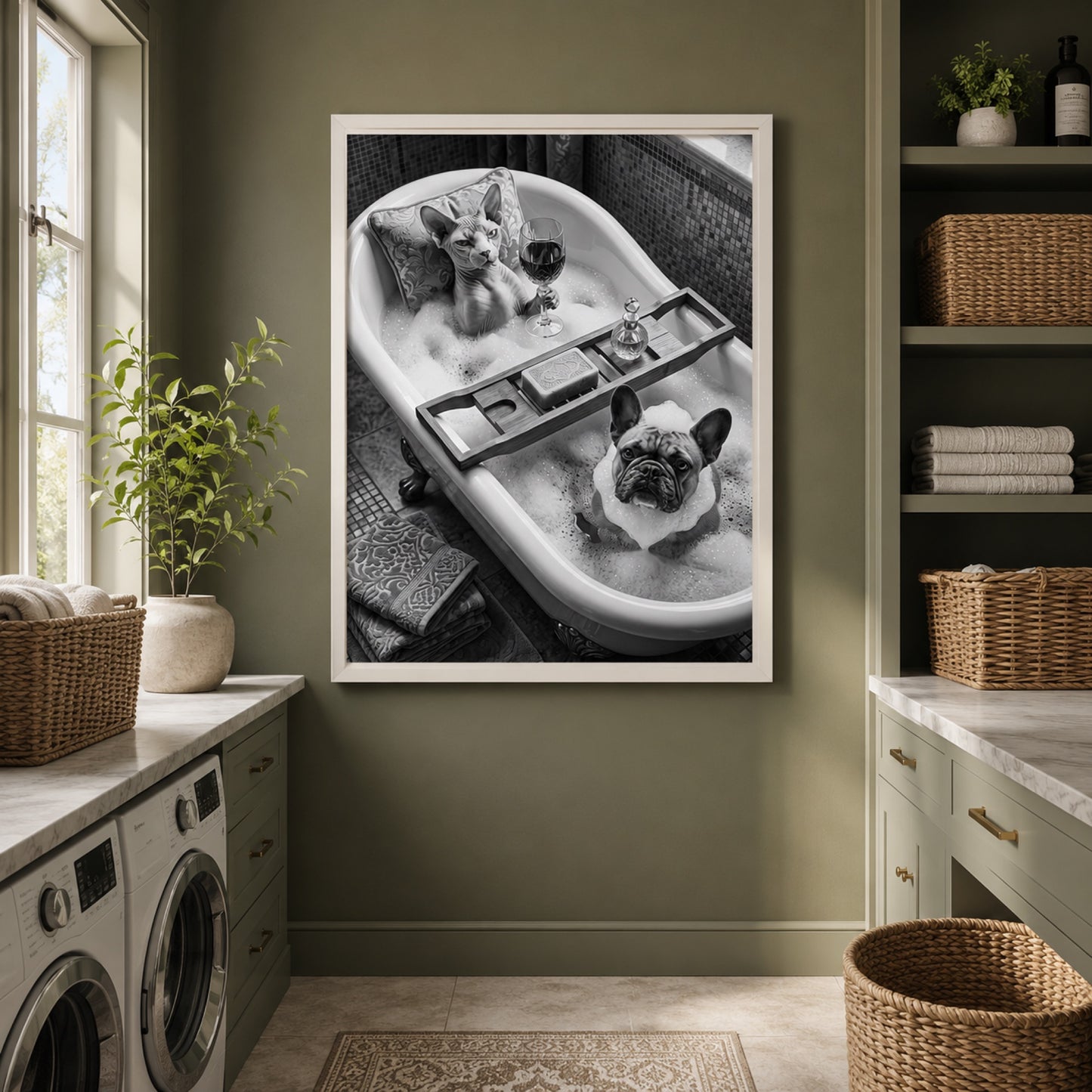 Sphynx and Frenchie Spa Bath Wall Art Decor preview 4