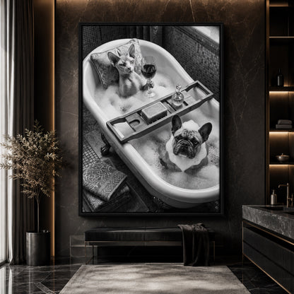 Sphynx and Frenchie Spa Bath Wall Art Decor preview 6