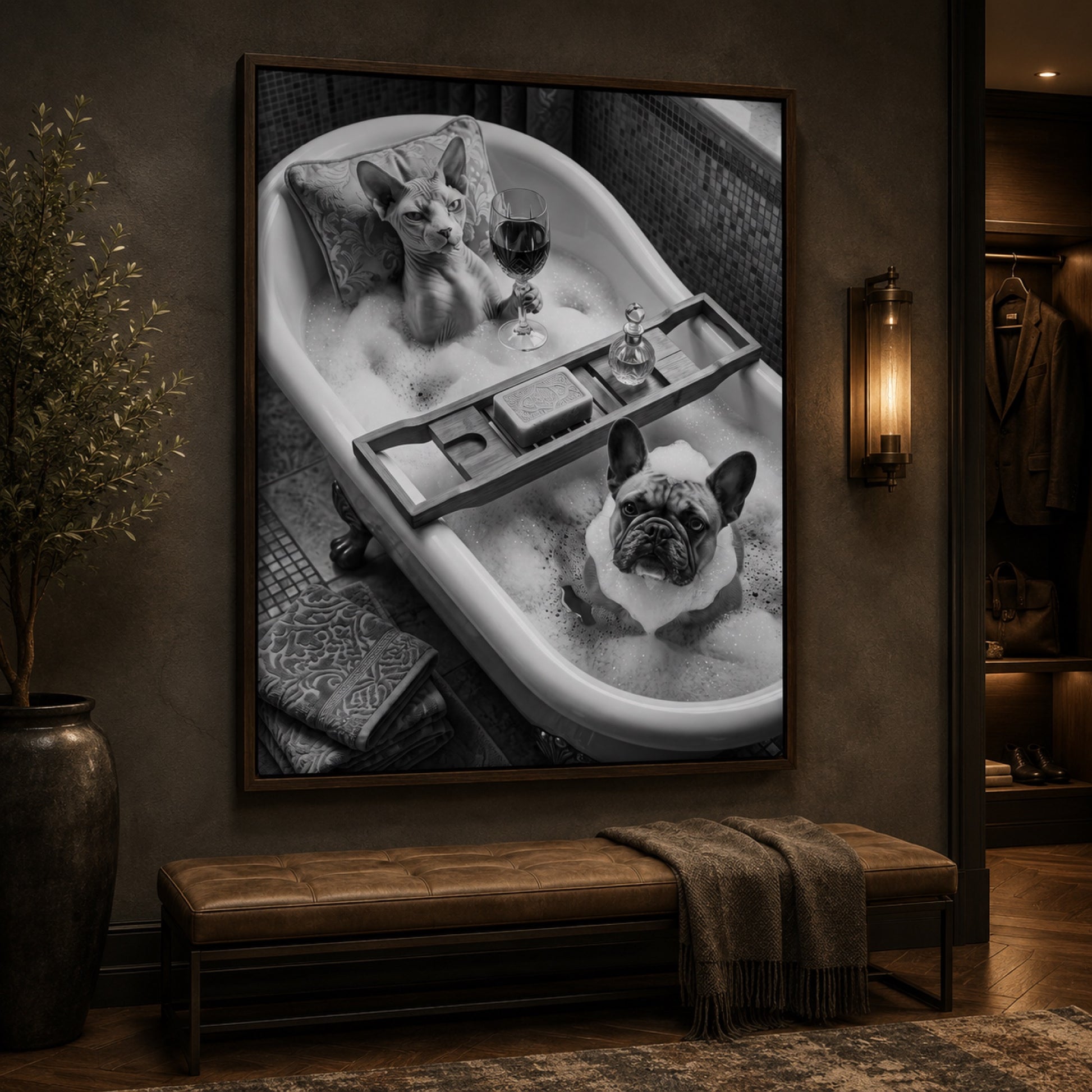Sphynx and Frenchie Spa Bath Wall Art Decor preview 7