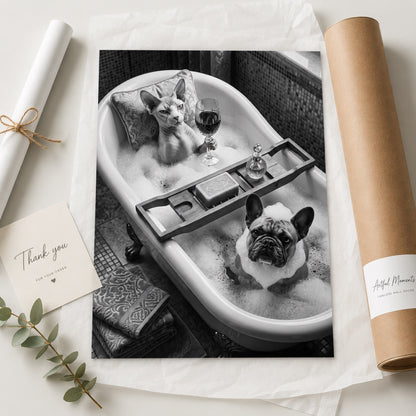 Sphynx and Frenchie Spa Bath Wall Art Decor preview 9