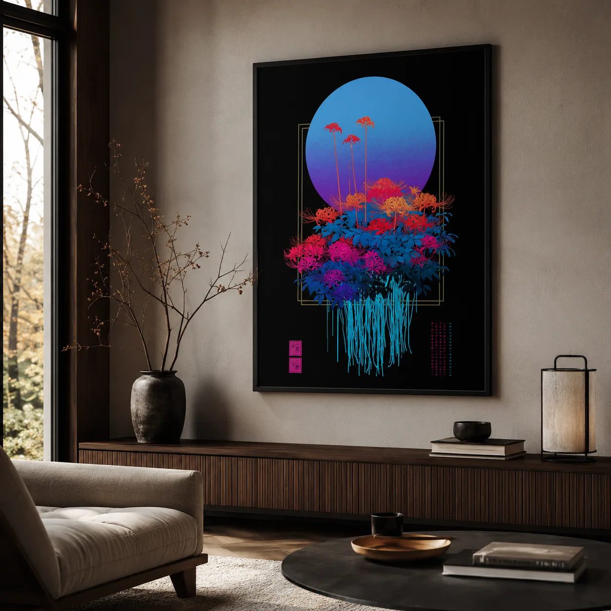 Spider Lily Moon Wall Art Decor - Wall Art Decor - detail