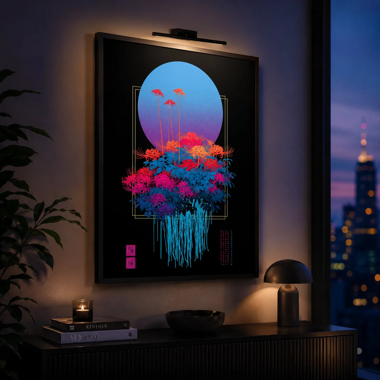 Spider Lily Moon Wall Art Decor - Wall Art Decor - lifestyle
