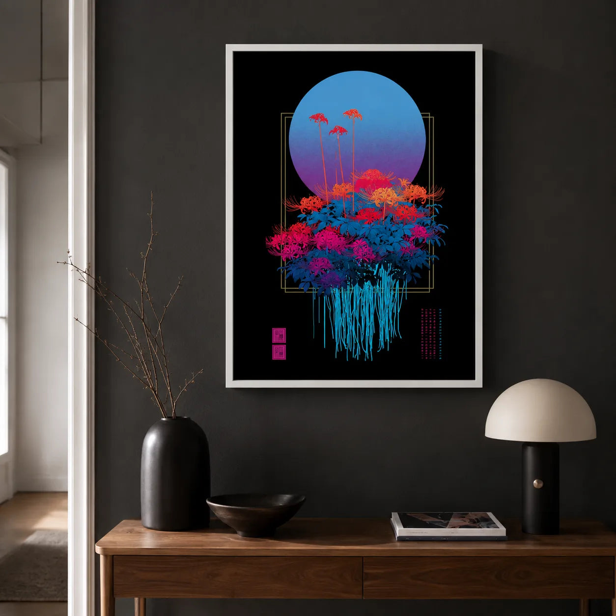 Spider Lily Moon Wall Art Decor - Wall Art Decor - styled