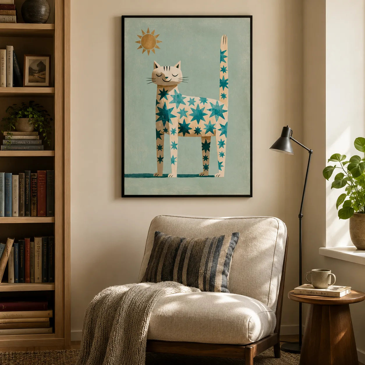 Star Pattern Cat Wall Art Decor - Wall Art Decor - alternate angle