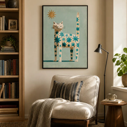 Star Pattern Cat Wall Art Decor - Wall Art Decor - alternate angle